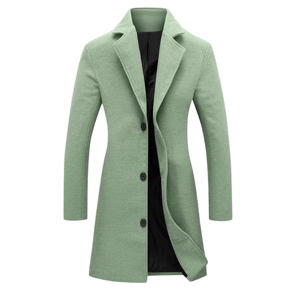 Womens Wool Blend Pea Coat Elegant Single Breasted Long Jacket Long Sleeve Winter Warm Solid Color Work Office Overcoat