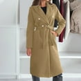 thumbnail image 1 of Womens Wool Coat with Belt Double Breasted Trendy Winter Long Pea Coats Pocketed Trench Coat Lapel Jacket Outwear (XL, Khaki), 1 of 7