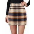 thumbnail image 1 of Womens Wool Plaid Mini Skirt Fall Winter High Waisted Bodycon Pencil Skirt Dark Khaki M, 1 of 8