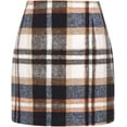 thumbnail image 1 of Womens Wool Plaid Mini Skirt Fall Winter High Waisted Bodycon Pencil Skirt, 1 of 6