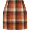 thumbnail image 1 of Womens Wool Plaid Mini Skirt Fall Winter High Waisted Bodycon Pencil Skirt, 1 of 6