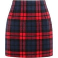thumbnail image 1 of Womens Wool Plaid Mini Skirt Fall Winter High Waisted Bodycon Pencil Skirt, 1 of 6