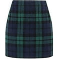 thumbnail image 1 of Womens Wool Plaid Mini Skirt Fall Winter High Waisted Bodycon Pencil Skirt, 1 of 6