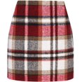 thumbnail image 1 of Womens Wool Plaid Mini Skirt Fall Winter High Waisted Bodycon Pencil Skirt, 1 of 6