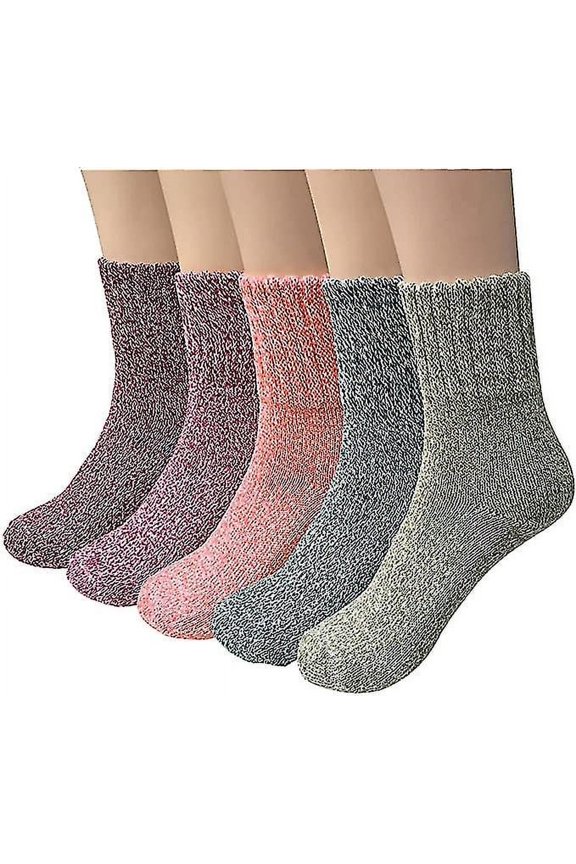 Womens Wool Socks 5 Pairs Vintage Thick Knit Winter Warm Socks Women Men Gifts