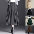 thumbnail image 1 of Womens Woolen Pleated Skirt High Waist A-Line Skirt Fashion Loose Skirt Apricot XL YIWEI, 1 of 1