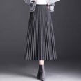 thumbnail image 1 of Womens Woolen Pleated Skirt High Waist A-Line Skirt Fashion Loose Skirt Grey XL YIWEI, 1 of 1