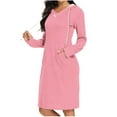 thumbnail image 1 of Womens Work Dresses Long Sleeve Hooded Dress for Women with Pocket Hoodie Dress Fall Sweatshirts Midi Dress Maxi Fall Dress S-88 Pink-a S, 1 of 6