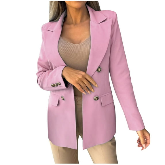 Womens Work Office Lapel Button Blazer Long Sleeve Lightweight Work Office Blazer Jacket Casual Open Front Cardigan