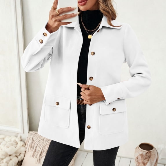 Womens Work Office Winter Overcoat Single Breasted Point Collar Pea Coat