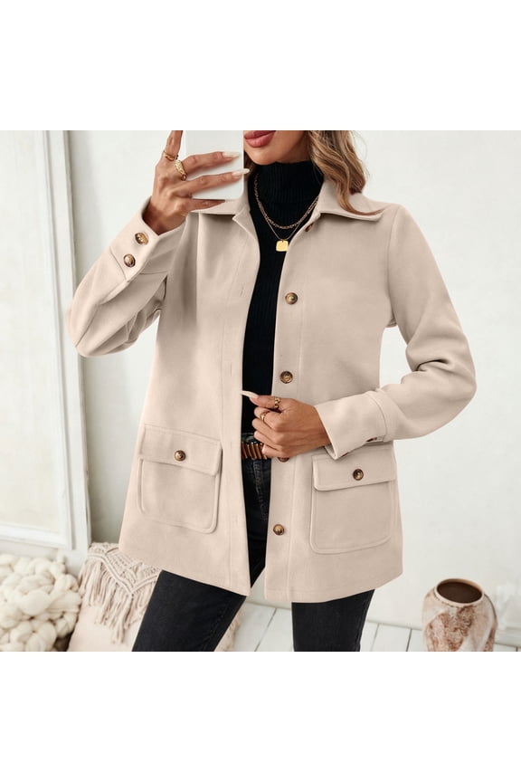 Womens Work Office Winter Overcoat Single Breasted Point Collar Pea Coat