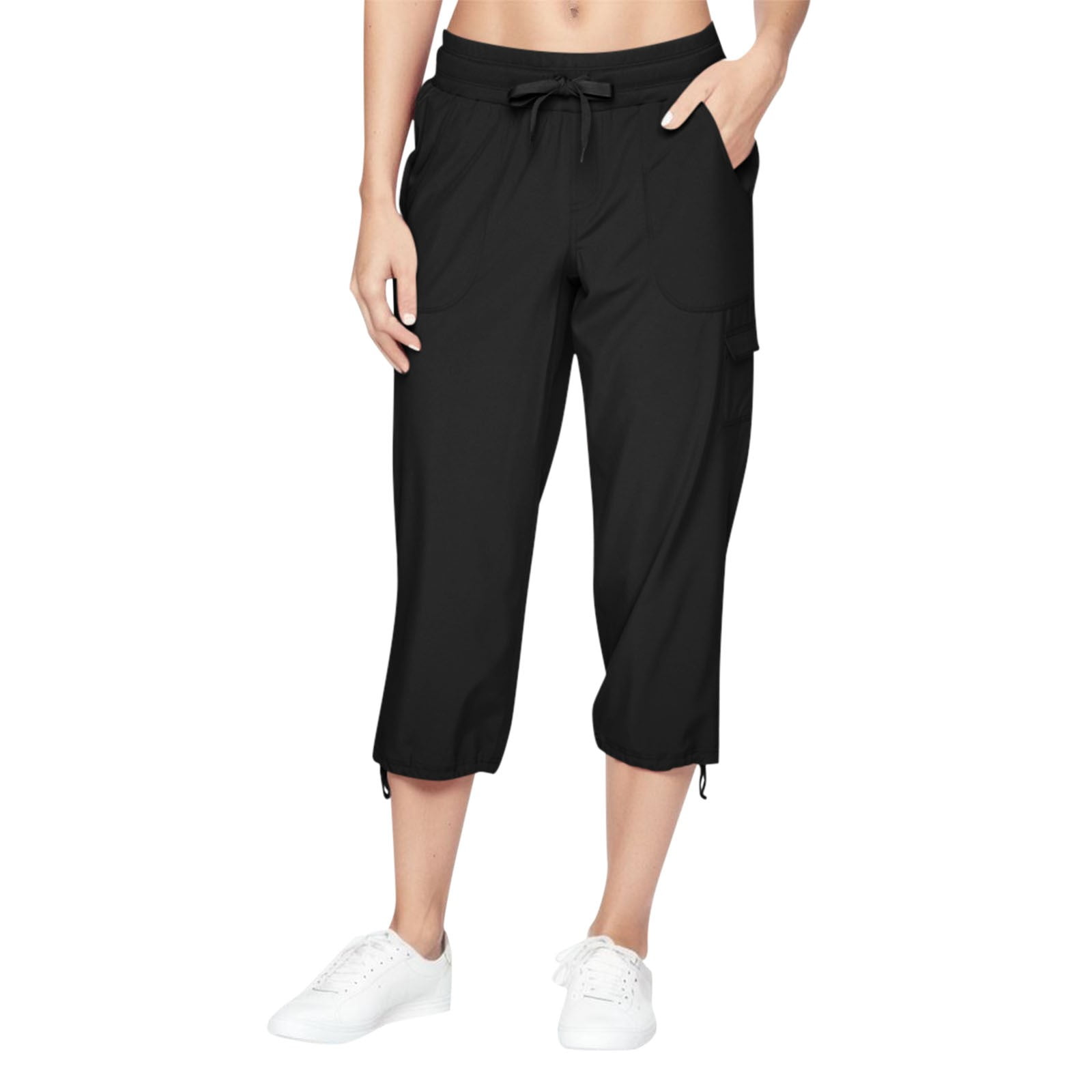 Womens Work Pants Plus Size Fashion Lightweight Woven Body Skimming Drawstring Cargo Capri
