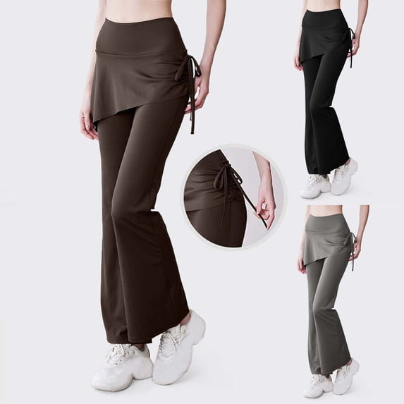 Womens Work Pants Women's Fashion Yoga Pants Solid Color Elastic Waist Running Pants Yoga Pan Dark Blue M