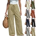 thumbnail image 1 of Womens Work Pants Work Pants for Women Women's Pants Wide Leg Pant Drawstring Casual Corgo Trousers With Pockets Black L, 1 of 6