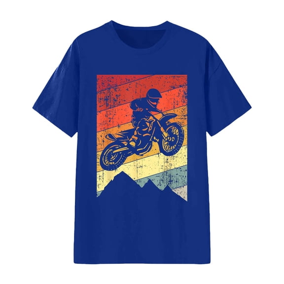 Womens Work Shirts Graphic Print Short Sleeve Crew Neck Soft Basic Petite Clothing for Women,Blue,L