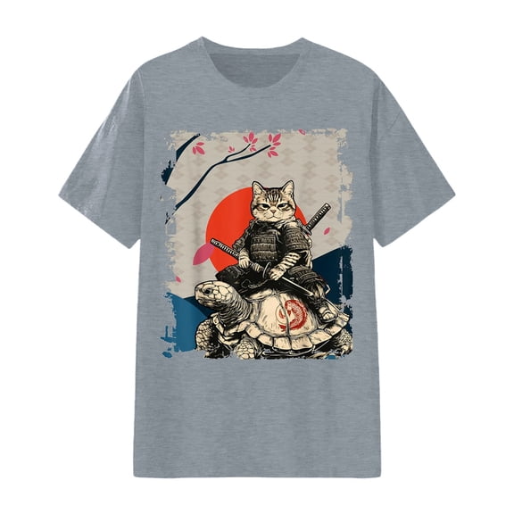 Womens Work Shirts Graphic Print Short Sleeve Crew Neck Soft Basic Plus Size Womens Clothing,Grey,L