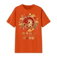 thumbnail image 1 of Womens Work Shirts Graphic Print Short Sleeve Crew Neck Soft Blend Womens Athletic Tops,Orange,S, 1 of 3