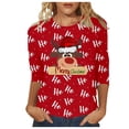 thumbnail image 1 of Womens Work Shirts Long Sleeve Tops Christmas Print Casual 7 Button Festive Holiday Season Fall Clothes for Women Tees Blouses L, 1 of 5
