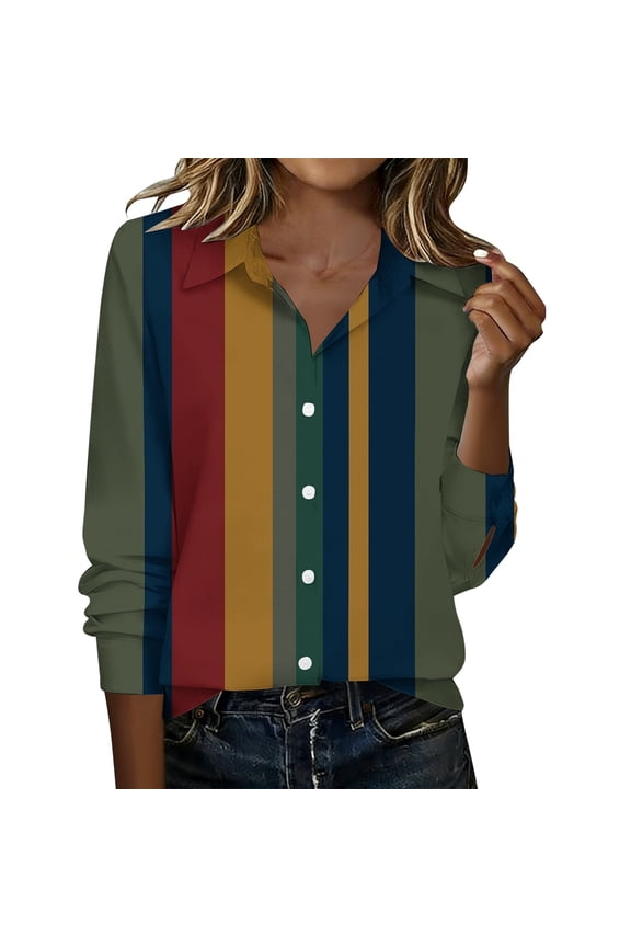 Womens Work Shirts Printed Button Down Comfort Floral Pattern Petite Clothing for Women,Multicolour,XL