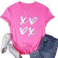 thumbnail image 1 of Womens Work Shirts Short Sleeve Fashion Print Round Neck Womens Athletic Tops,Hot Pink,S, 1 of 3
