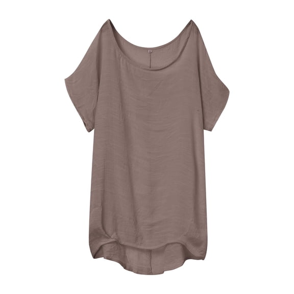 Womens Work Shirts Tops Batwing Sleeve Short Sleeve Casual Loose Women Tees Blouses Brown S