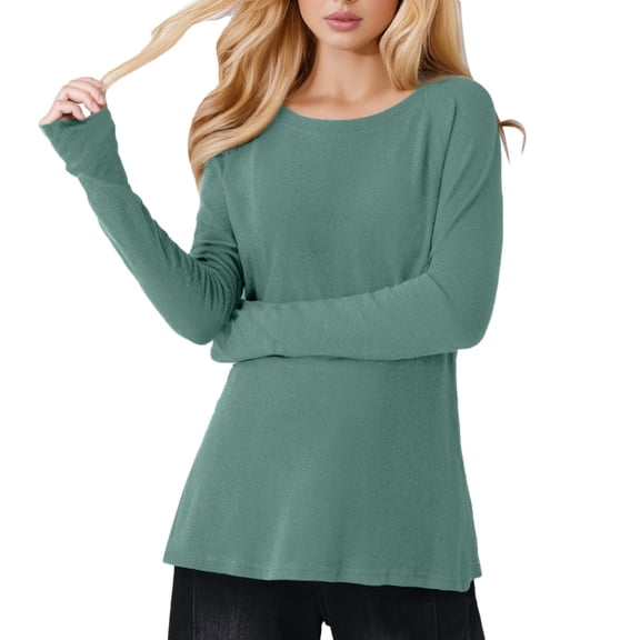 Womens Work Shirts Tops Fashion Long Sleeve Solid Color Round Neck with Shoulder Sleeve Plus Size Women Tees Blouses Grey S