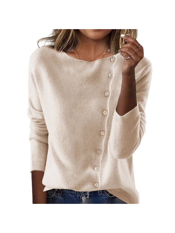 Womens Work Shirts Winter Long Sleeve Button Down Sweater Soft Comfort Womens Performance Tops,Beige,S