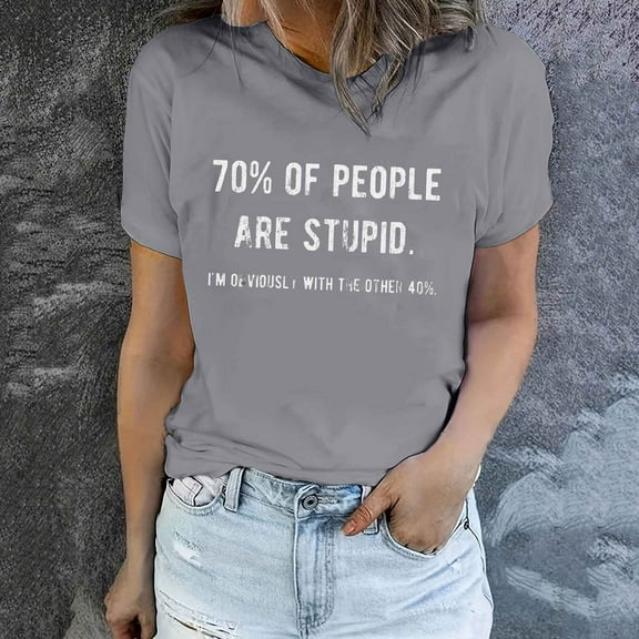 Womens Work Short Sleeve Out Blouse Funny Letter Printing Shirt T-Shirt In Summer