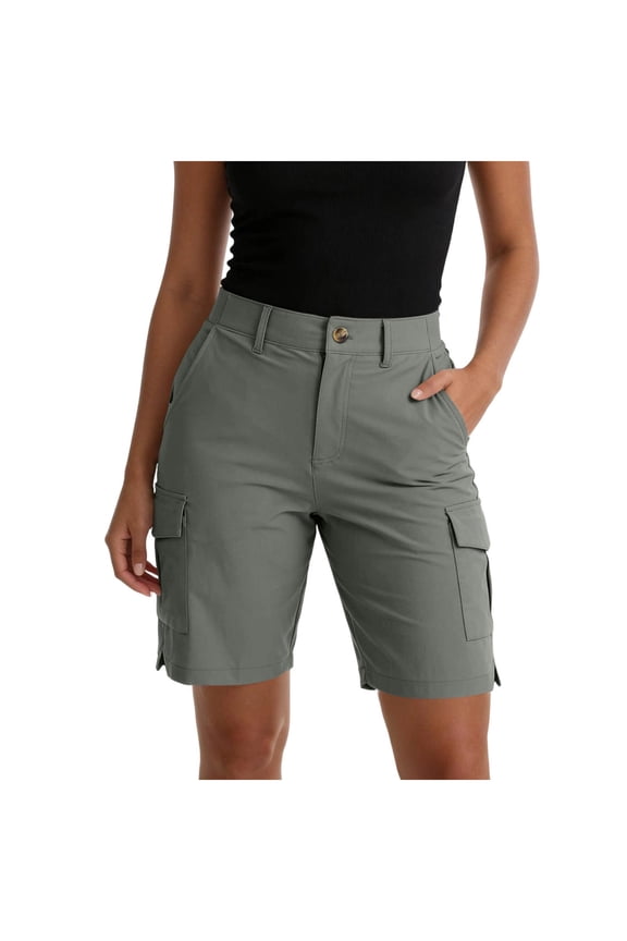 Womens Work Shorts Regular Fit Workwear Utility Cargo Shorts with Pockets Spring Summer Casual Shorts Gray