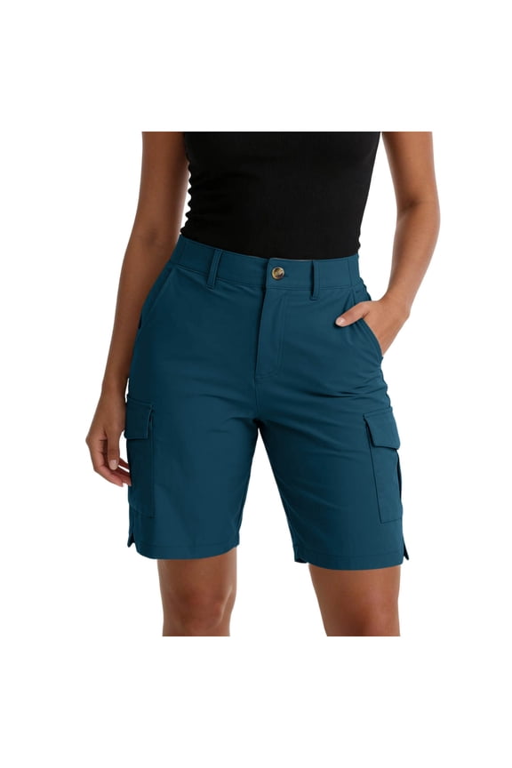 Womens Work Shorts Regular Fit Workwear Utility Cargo Shorts with Pockets Spring Summer Casual Shorts Navy