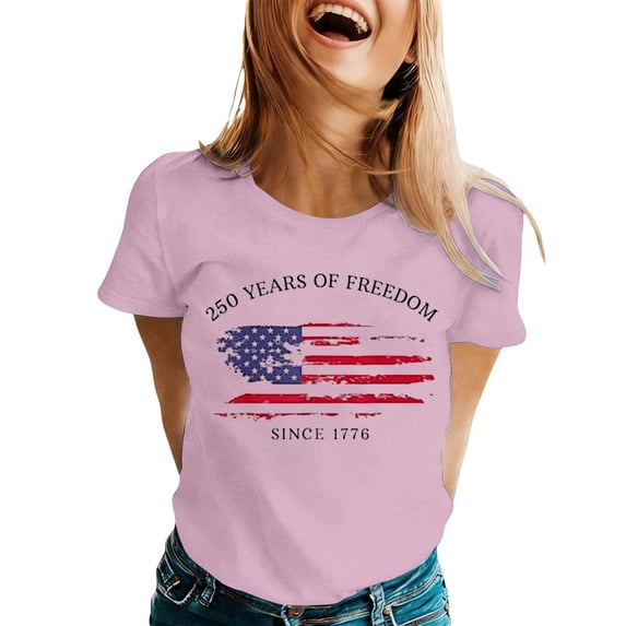 Womens Work T Shirts Tops Graphic Print Anniversary Lettering Short Sleeve Casual Trendy Shirts