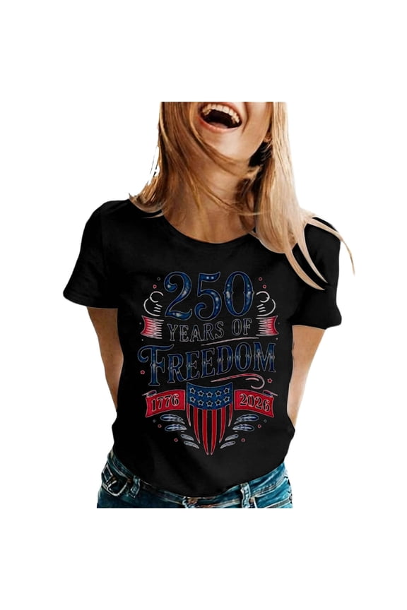 Womens Work T Shirts Tops Graphic Print Anniversary Lettering Short Sleeve Tees