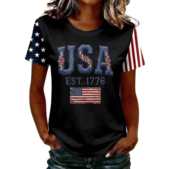 Womens Work T Shirts Tops Printed Crew Neck Short Sleeve Pullover Boho Shirts