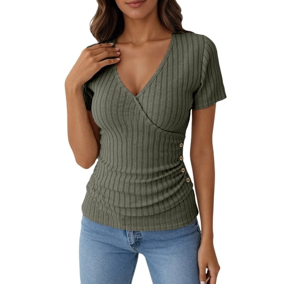 Womens Work T Shirts Tops Short Sleeve Basic Breathable Ladies Boho Shirts