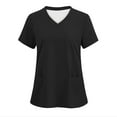 thumbnail image 1 of Womens Work Tops Summer V-Neck Basic Tees Short Sleeve Regular Fit Breathable Scrub Shirts with Pockets, 1 of 3