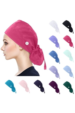 Womens Working Cap Adjustable Lightweight Soft Hats Casual Button Breathable Tie Back Scrub Cap 2026,One Size
