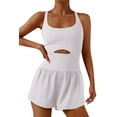 thumbnail image 1 of hot htWomens Workout Athletic Romper One Piece Exercise Jumpsuit Shorts Gym Clothes Outfits With Back Zipper Pocket, 1 of 4