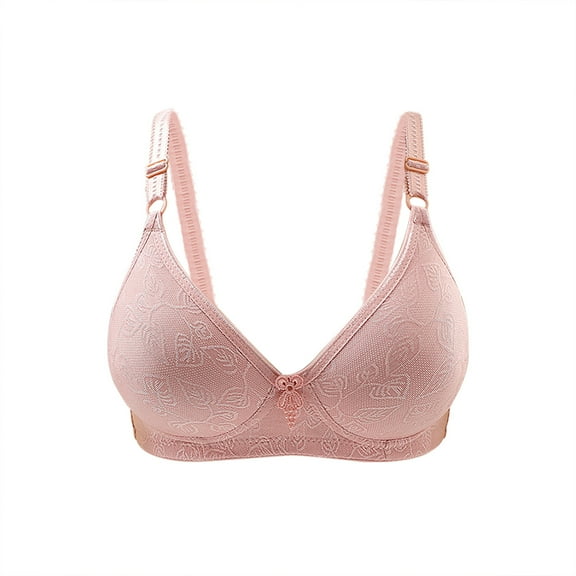 Womens Workout Bras Full-Coverage Bra Feature V-Neck Wire-Free Bra Style W-201 Pinks L