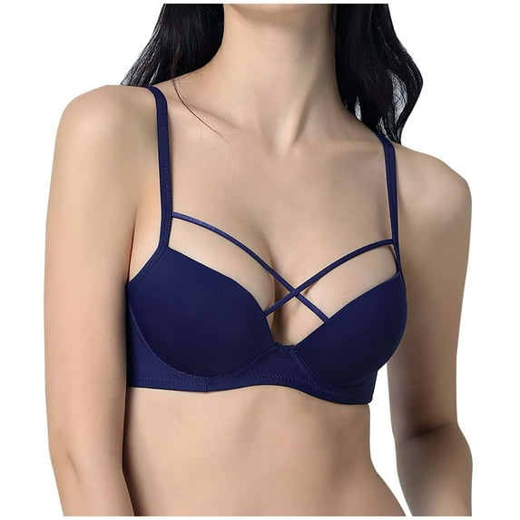 Womens Workout Bras No Underwire Bra Feature V-Neck Strapless Bra Style W-1548 Blue 32