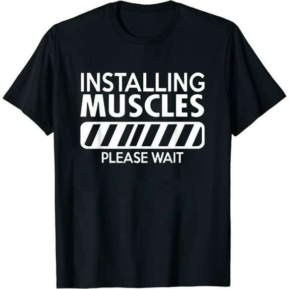 Womens Workout Funny - Installing Muscles Please Wait T-Shirt Black Small