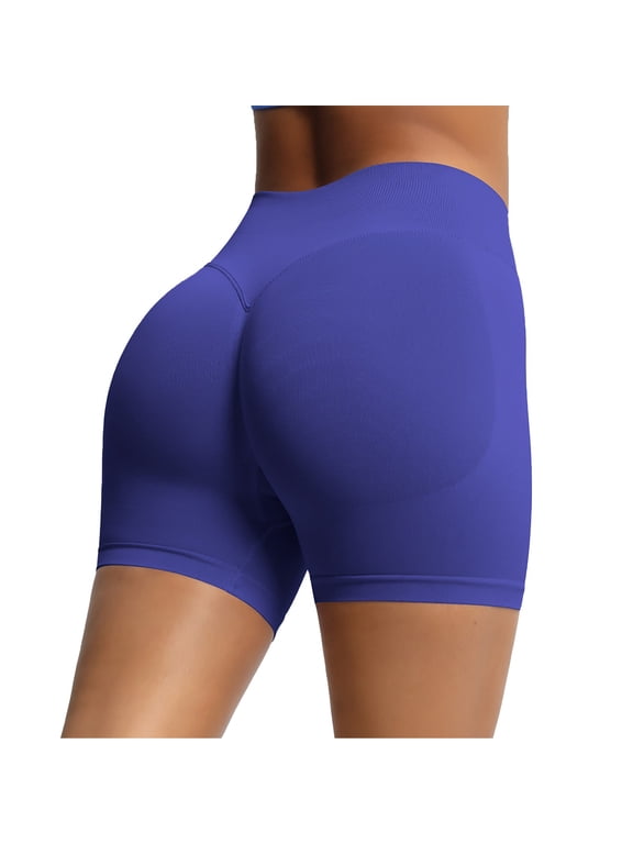 Womens Workout Gym Shorts Seamless Scrunch Butt Lifting Tummy Control Lightweight Breathable Biker Yoga Shorts