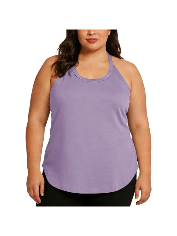 Womens Workout Halter Tops Plus Size Racerback Tank Top Summer Casual Sleeveless Pleated Yoga Gym Shirts Purple, 2XL