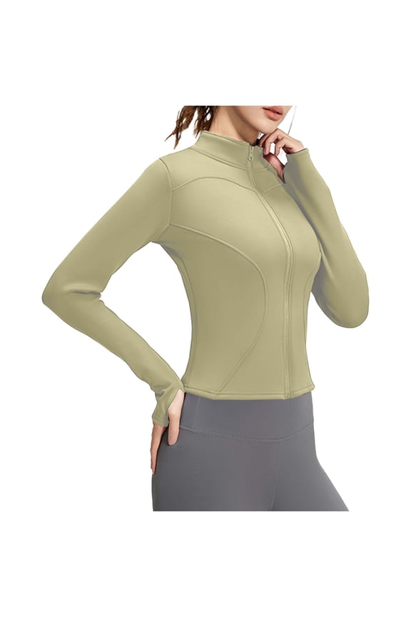 Womens Workout Jacket Lightweight Zip Up Yoga Jacket Cropped Athletic Slim Fit Tops Fall Clothes Plus Size