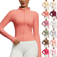 thumbnail image 1 of Womens Workout Jacket Zip Up Lightweight Long Sleeve Yoga Tops High Stretch Slim Fit Running Gym Athletic Jacket with Thumb Holes, 1 of 2