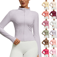 thumbnail image 1 of Womens Workout Jacket Zip Up Lightweight Long Sleeve Yoga Tops High Stretch Slim Fit Running Gym Athletic Jacket with Thumb Holes, 1 of 2