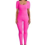 Womens Workout Jumpsuits Seamless Yoga Gym Bodycon Rompers Sexy Racerback Tummy Control Padded Romper