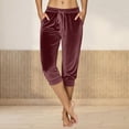 thumbnail image 1 of Womens Workout Pants With Pockets Velvet Casual Color Elastic Loose Jogger Pants Wine S-2XL, 1 of 1