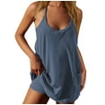thumbnail image 1 of Osfvolr Womens Workout Romper Dress with Shorts Underneath Sleeveless Spaghetti Straps Athletic Outfits Casual Vacation Dark Blue M, 1 of 6