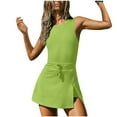 thumbnail image 1 of Womens Workout Romper Tennis Dress Built in Shorts Slimming Solid Color Onesie Open Back Drawstring Jumpsuits Athletic Dresses, 1 of 7