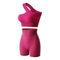 thumbnail image 1 of Womens Workout Sets Solid Color Yoga Suit Quick Drying Gym Outfit Morning Runs Sportswear Hot Pink Womens Fitness Clothing L, 1 of 4